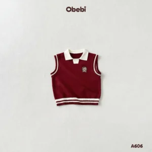 A606 – Áo Len Gile Trẻ Em Thu Đông Patch Thêu Obebi