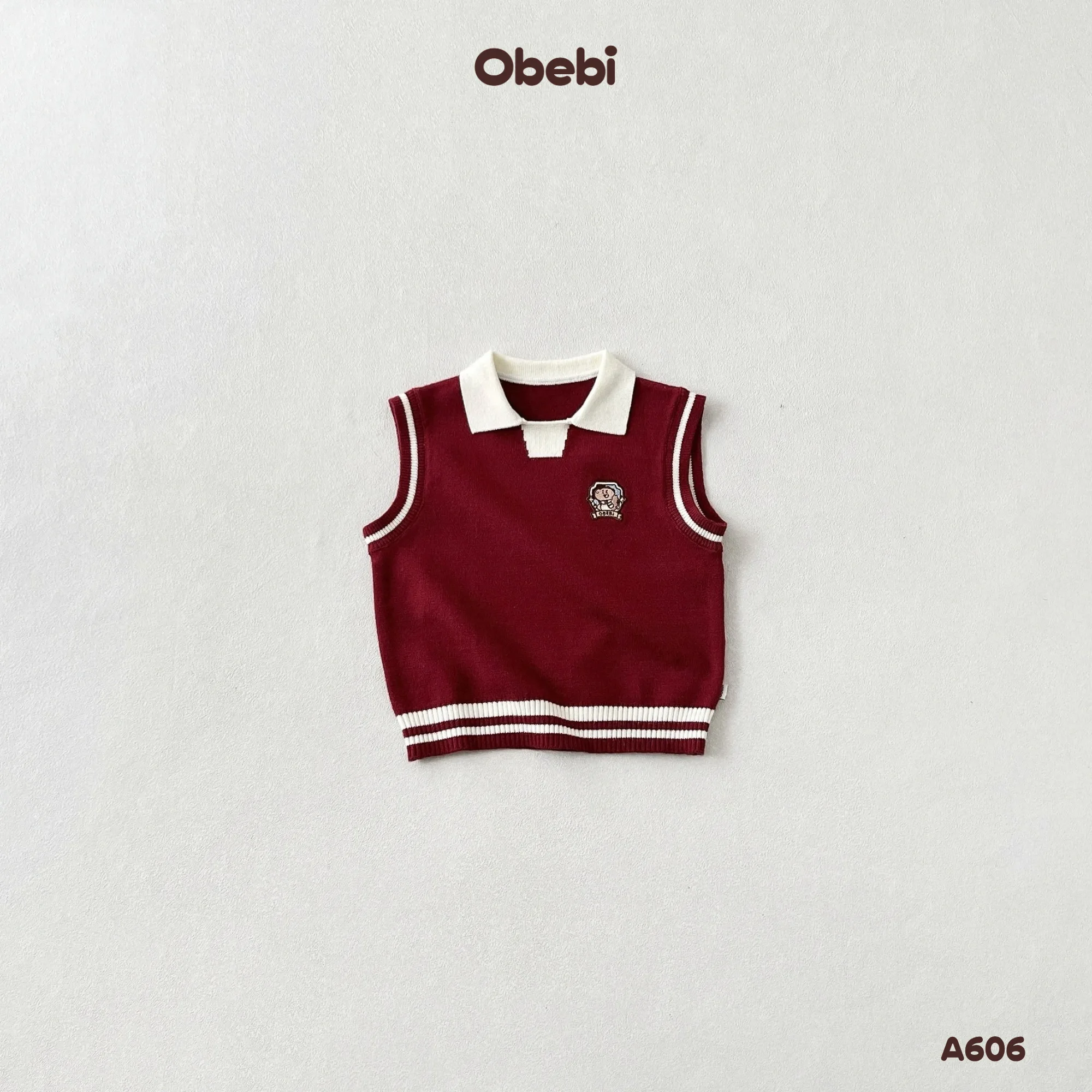 A606 – Áo Len Gile Trẻ Em Thu Đông Patch Thêu Obebi