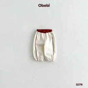 Q276 – Quần Nỉ Trẻ Em Thu Đông Phối Màu Cạp Thể Thao Obebi