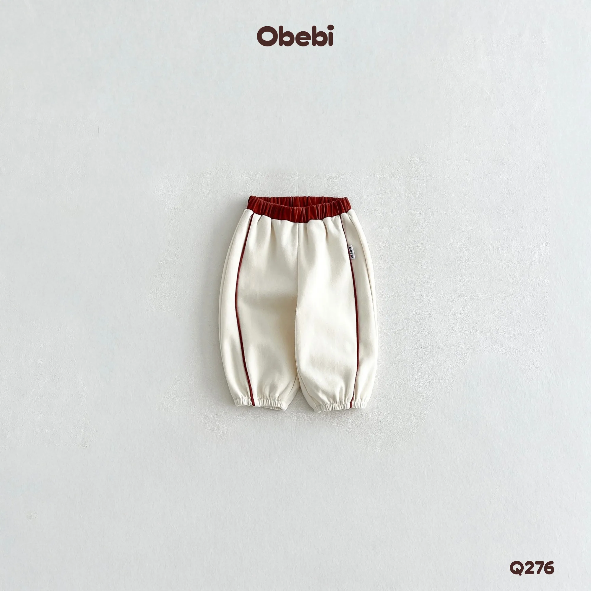 Q276 – Quần Nỉ Trẻ Em Thu Đông Phối Màu Cạp Thể Thao Obebi