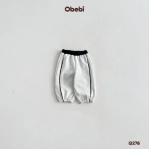 Q276 – Quần Nỉ Trẻ Em Thu Đông Phối Màu Cạp Thể Thao Obebi