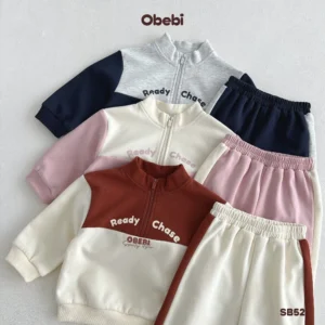 SB52 – Bộ Nỉ Trẻ Em Thu Đông Phối Màu Thể Thao Obebi