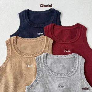 A616 – Áo Len Gile Chui Đầu Trẻ Em Thu Đông Thêu Chữ Obebi