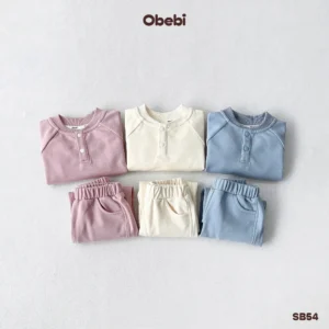 SB54 – Bộ Nỉ Trẻ Em Thu Đông Phong Cách Thể Thao Cổ Trụ Obebi