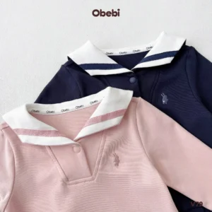 V79 – Váy Xếp Ly Dài Tay Trẻ Em Thu Đông Cổ Thủy Thủ Obebi