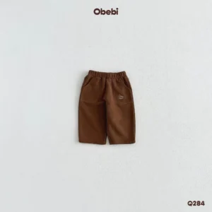 Q284-Quần nỉ trẻ em thu đông thêu hình ngựa gỗ Obebi