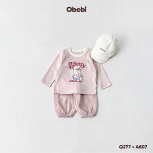 Q277 – Quần Nỉ Trẻ Em Thu Đông Thêu Chữ Ly Gối Obebi