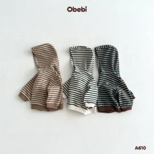 A610 – Áo Nỉ Hoodie Trẻ Em Thu Đông Họa Tiết Kẻ Khỏe Khoắn Obebi