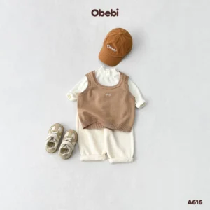 A616 – Áo Len Gile Chui Đầu Trẻ Em Thu Đông Thêu Chữ Obebi