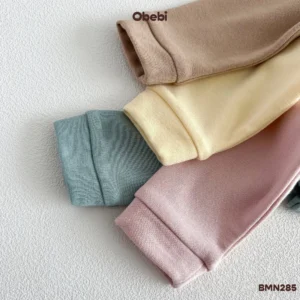 BMN285-Bộ mặc nhà trẻ em thu đông cổ cao in hình nhân vật thương hiệu Obebi