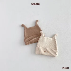 PK331 – Mũ Len Thu Đông Trẻ Em Thêu Obebi