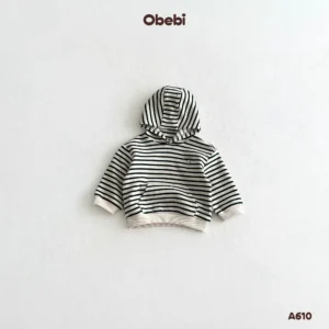 A610 – Áo Nỉ Hoodie Trẻ Em Thu Đông Họa Tiết Kẻ Khỏe Khoắn Obebi