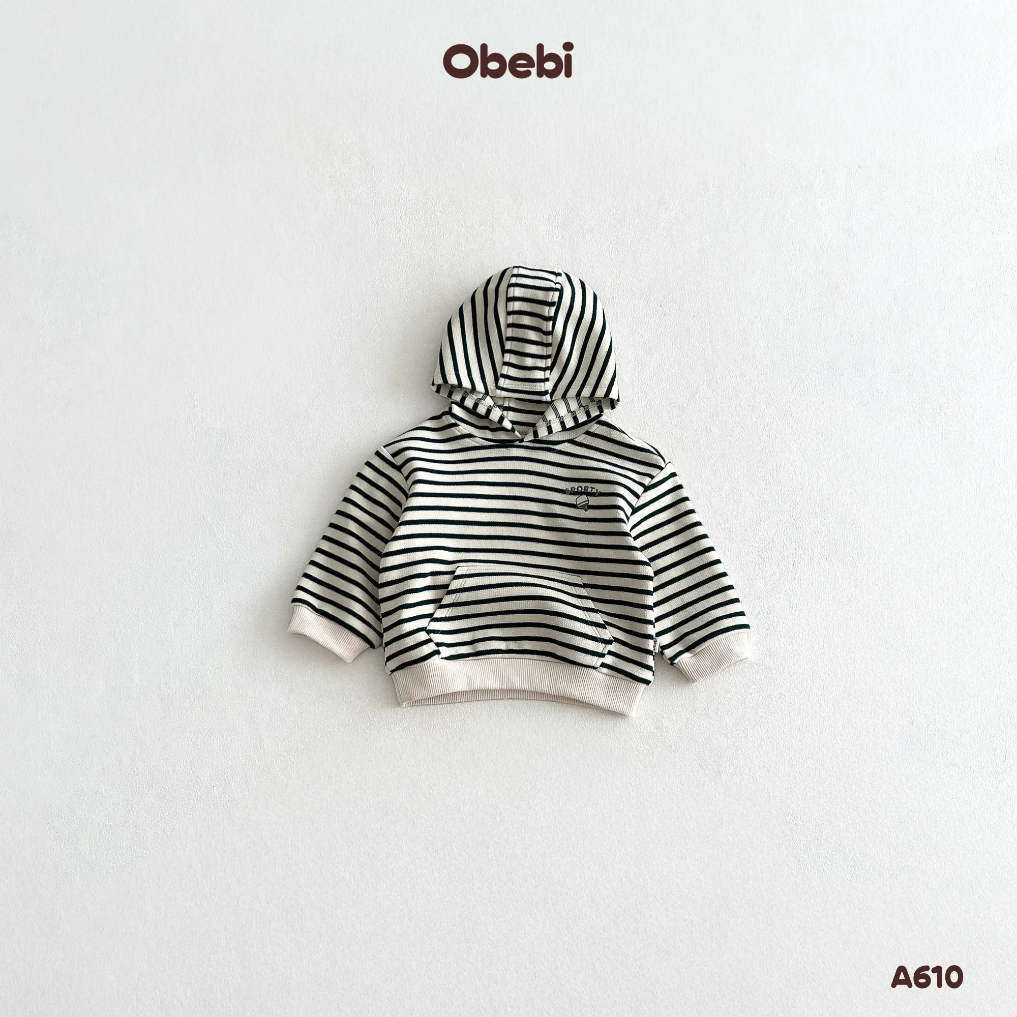 A610 – Áo Nỉ Hoodie Trẻ Em Thu Đông Họa Tiết Kẻ Khỏe Khoắn Obebi