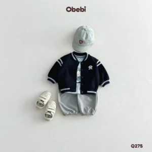 Q275 – Quần Gió Dài Trẻ Em Thu Đông Gắn Tag Cao Su Obebi