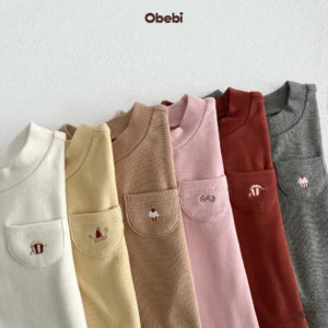 A622-Áo giữ nhiệt trẻ em thu đông hình thêu túi đặc sắc Obebi