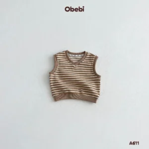 A611 – Áo Gile Chui Đầu Trẻ Em Thu Đông Họa Tiết Kẻ Nổi Bật Obebi