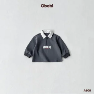 A608 – Áo Nỉ Trẻ Em Thu Đông Cổ Polo Phối Màu Obebi