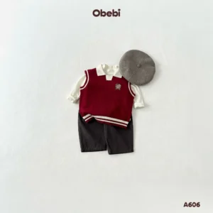 A606 – Áo Len Gile Trẻ Em Thu Đông Patch Thêu Obebi