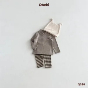 Q288 – Quần Legging Trẻ Em Thu Đông Gân Sọc Ngang Obebi