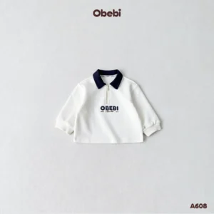 A608 – Áo Nỉ Trẻ Em Thu Đông Cổ Polo Phối Màu Obebi