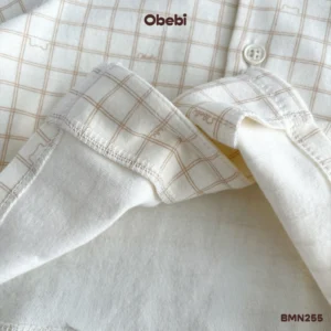 BMN255 – Bộ Pyjama Trẻ Em Thu Đông In Tràn Họa Tiết Kẻ Obebi