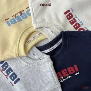 A609 – Áo Nỉ Chui Đầu Trẻ Em Thu Đông In Hình Obebi