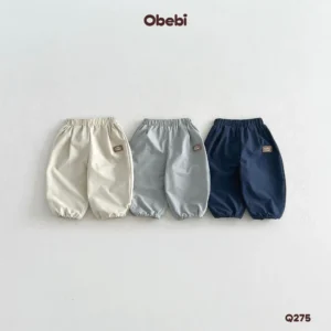 Q275 – Quần Gió Dài Trẻ Em Thu Đông Gắn Tag Cao Su Obebi