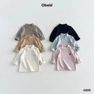 A628 – Áo Giữ Nhiệt Trẻ Em Thu Đông Hình Thêu Ngộ Nghĩnh Obebi