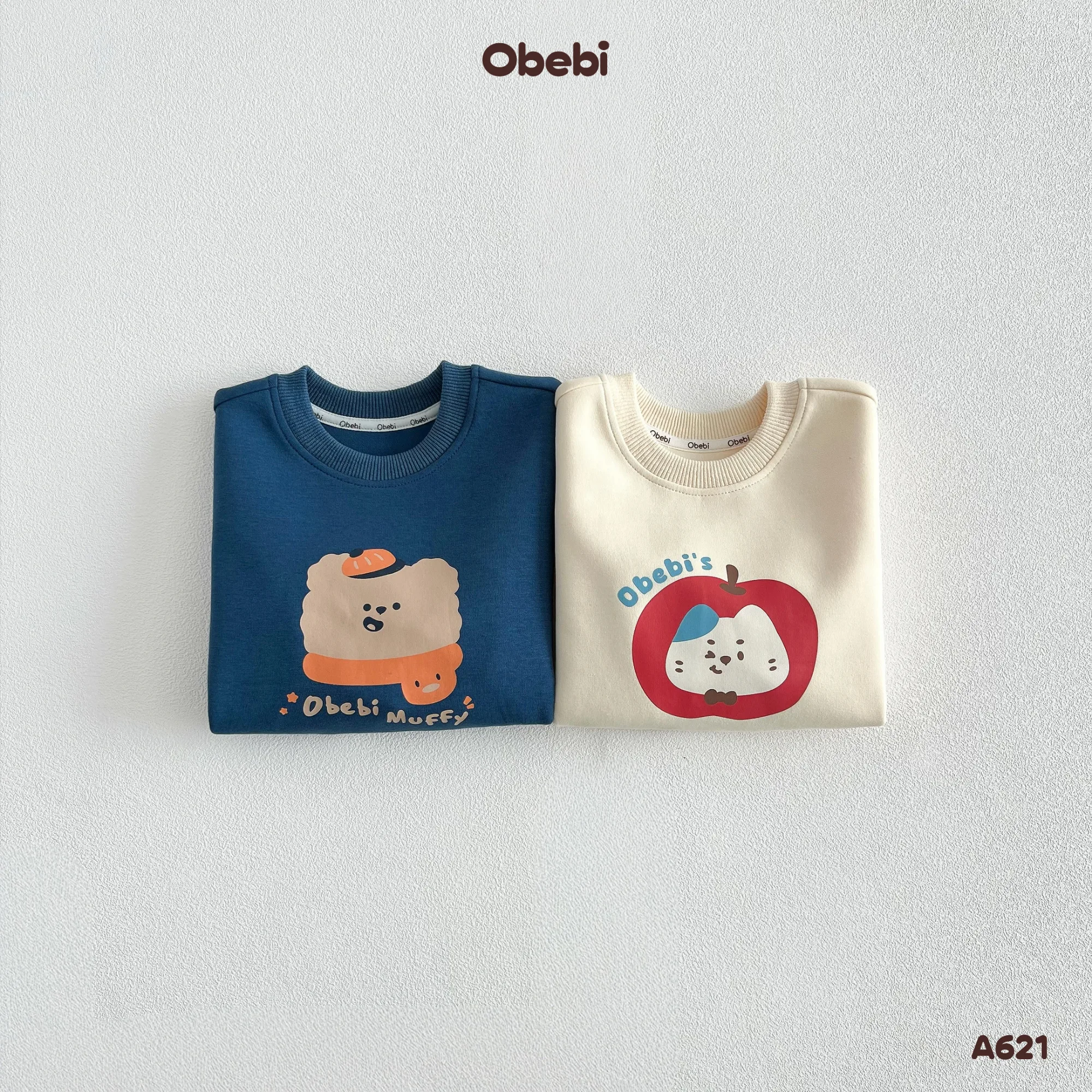 A621-Áo nỉ trẻ em thu đông in nhân vật dễ thương Obebi
