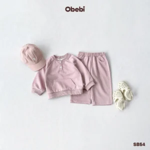 SB54 – Bộ Nỉ Trẻ Em Thu Đông Phong Cách Thể Thao Cổ Trụ Obebi
