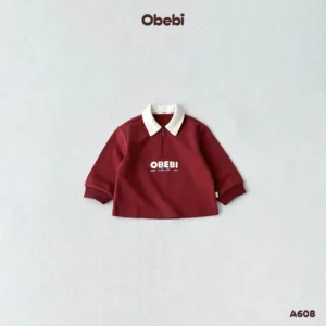 A608 – Áo Nỉ Trẻ Em Thu Đông Cổ Polo Phối Màu Obebi