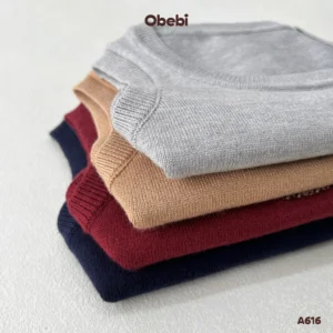 A616 – Áo Len Gile Chui Đầu Trẻ Em Thu Đông Thêu Chữ Obebi