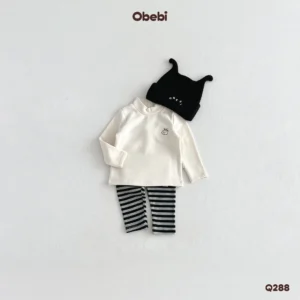 Q288 – Quần Legging Trẻ Em Thu Đông Gân Sọc Ngang Obebi