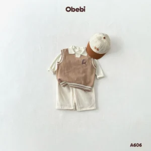 A606 – Áo Len Gile Trẻ Em Thu Đông Patch Thêu Obebi