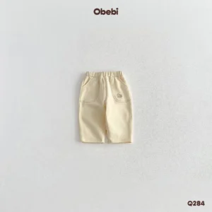 Q284-Quần nỉ trẻ em thu đông thêu hình ngựa gỗ Obebi