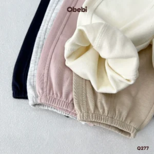 Q277 – Quần Nỉ Trẻ Em Thu Đông Thêu Chữ Ly Gối Obebi