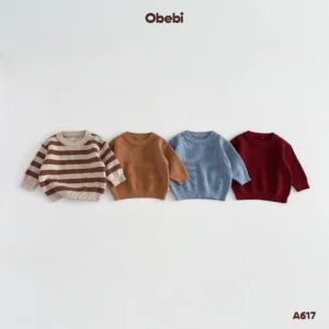 A617-Áo len chui đầu trẻ em thu đông chất liệu len dày mềm mại Obebi
