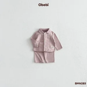 BMN283-Bộ Pyjama trẻ em thu đông kẻ ngang Obebi