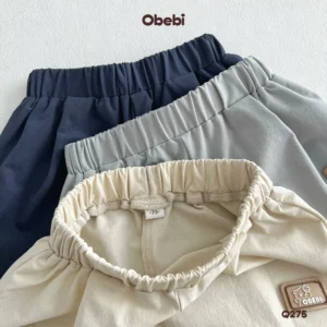 Q275 – Quần Gió Dài Trẻ Em Thu Đông Gắn Tag Cao Su Obebi