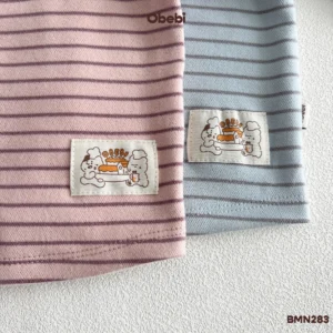 BMN283-Bộ Pyjama trẻ em thu đông kẻ ngang Obebi