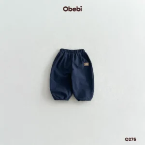 Q275 – Quần Gió Dài Trẻ Em Thu Đông Gắn Tag Cao Su Obebi