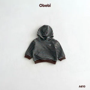 A610 – Áo Nỉ Hoodie Trẻ Em Thu Đông Họa Tiết Kẻ Khỏe Khoắn Obebi