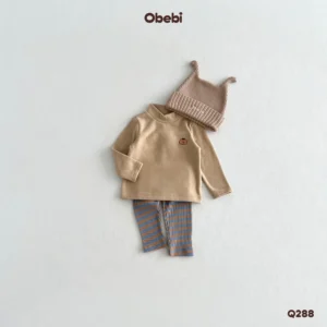 Q288 – Quần Legging Trẻ Em Thu Đông Gân Sọc Ngang Obebi