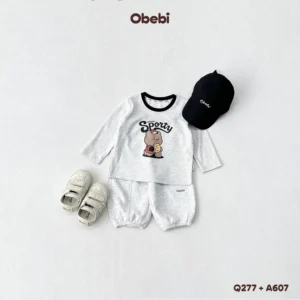 Q277 – Quần Nỉ Trẻ Em Thu Đông Thêu Chữ Ly Gối Obebi