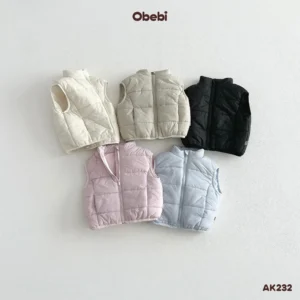 AK232 – Áo Gile Phao Trần Bông Trẻ Em Thu Đông Obebi