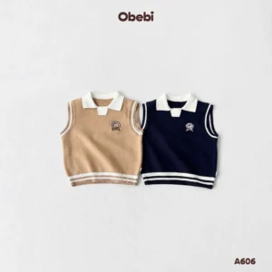 A606 – Áo Len Gile Trẻ Em Thu Đông Patch Thêu Obebi