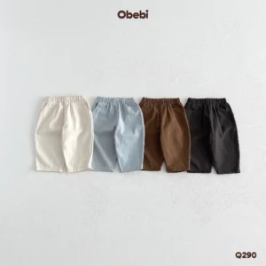 Q290-Quần kaki trẻ em thu đông thêu đu quay ngựa Obebi