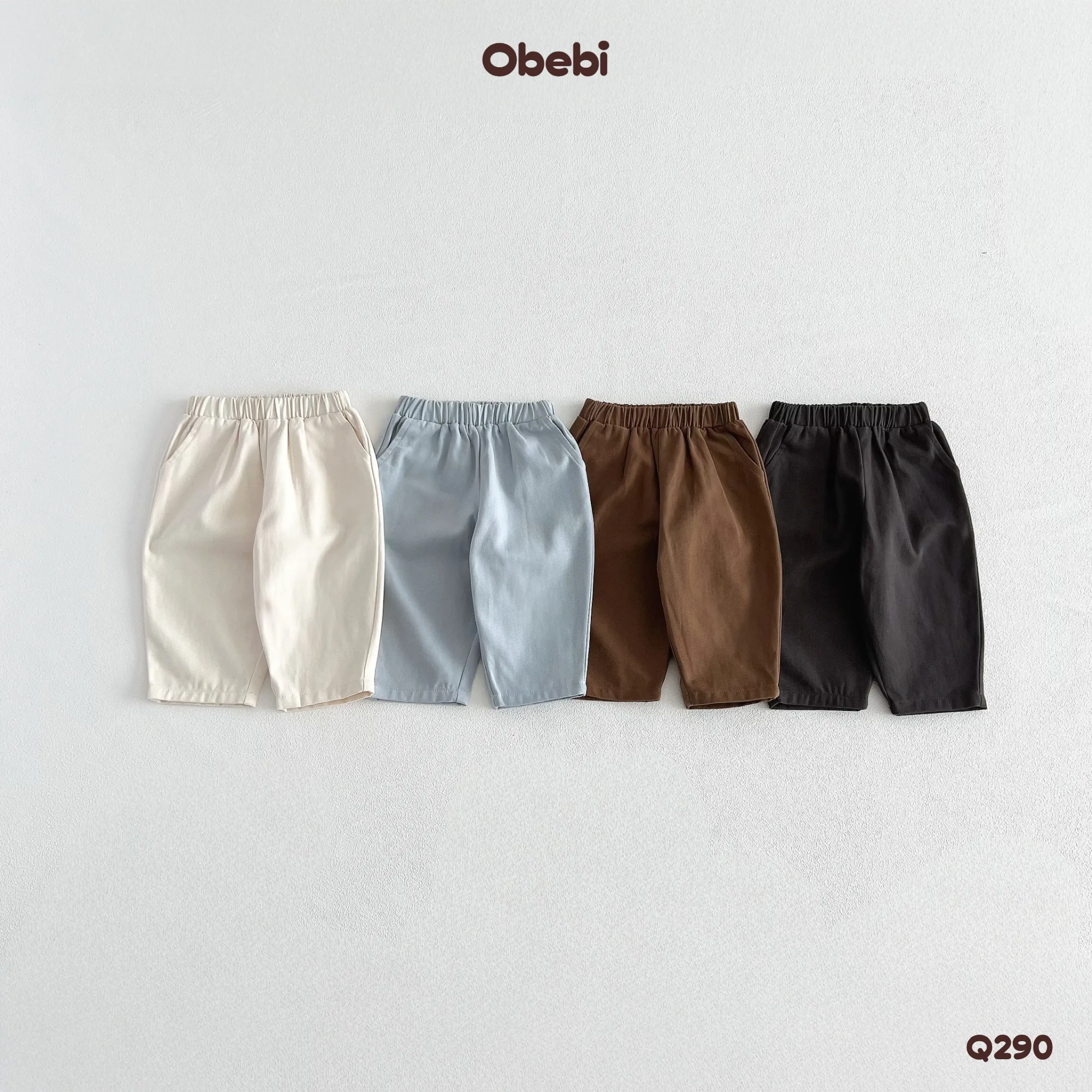 Q290-Quần kaki trẻ em thu đông thêu đu quay ngựa Obebi