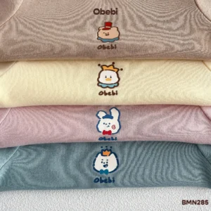 BMN285-Bộ mặc nhà trẻ em thu đông cổ cao in hình nhân vật thương hiệu Obebi