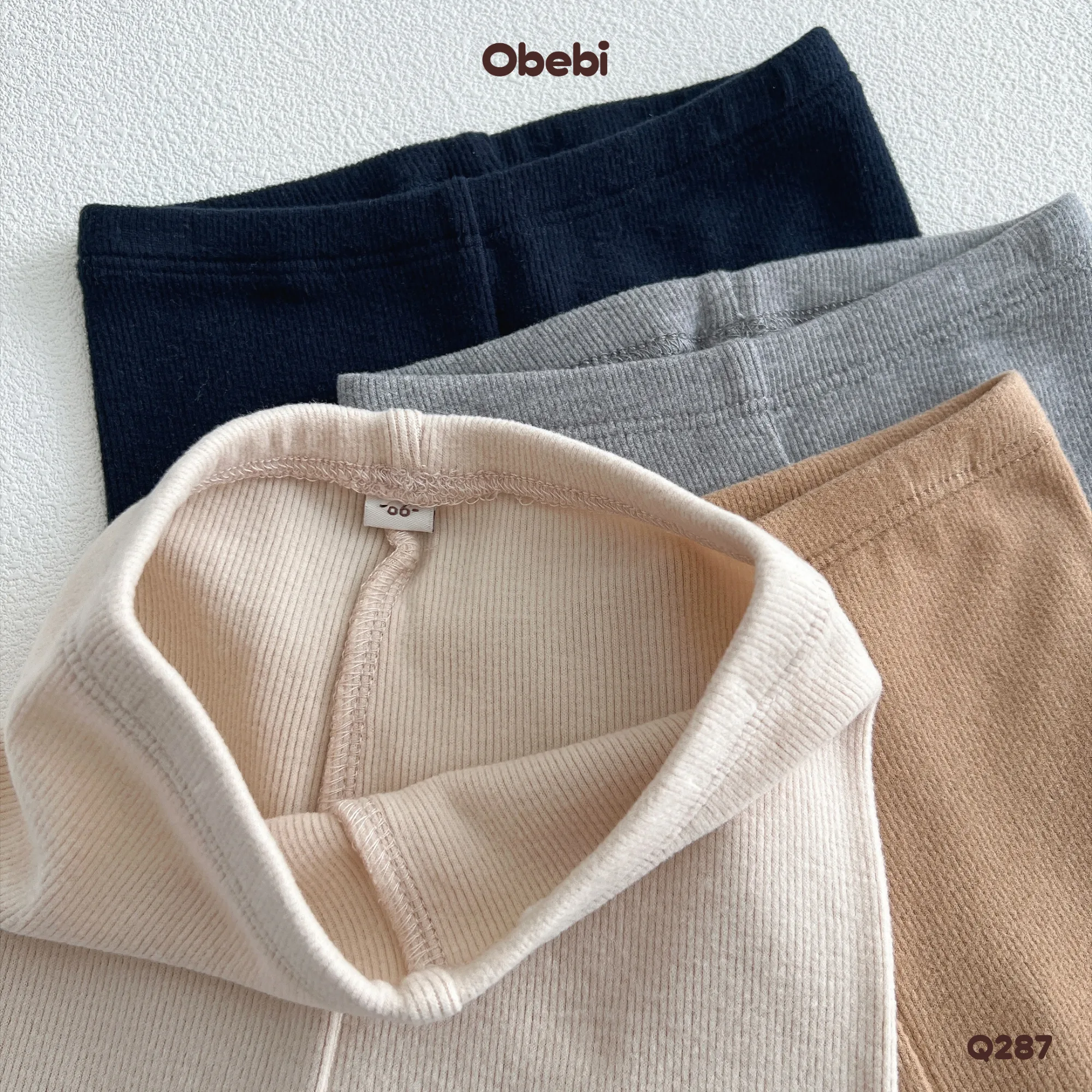 Q287-Quần legging trẻ em thu đông vải gân ấm áp Obebi